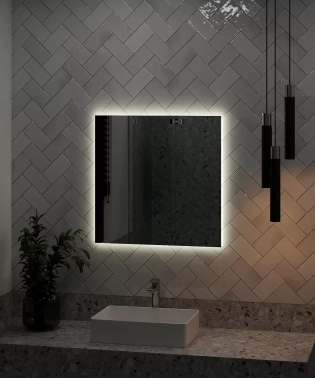 Kvadratinis veidrodis su galiniu LED apšvietimu